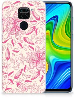 B2Ctelecom Smartphone hoesje Xiaomi Redmi Note9 Silicone Case Roze Bloemen