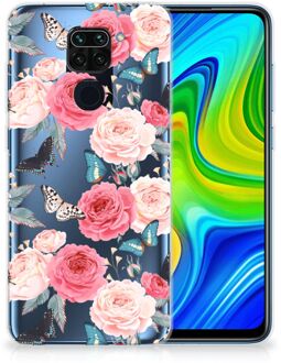 B2Ctelecom Smartphone hoesje Xiaomi Redmi Note9 Telefoontas Butterfly Roses