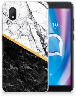 B2Ctelecom Smartphonehoesje Alcatel 1B (2020) Smartphone hoesje Marble White Black