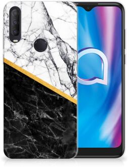 B2Ctelecom Smartphonehoesje Alcatel 1S (2020) Smartphone hoesje Marble White Black