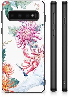 B2Ctelecom Smartphonehoesje Customize Samsung Galaxy S10 GSM Hoesje met Zwarte rand Bird Flowers