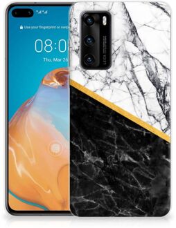 B2Ctelecom Smartphonehoesje Huawei P40 Smartphone hoesje Marble White Black