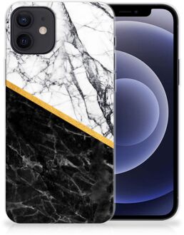 B2Ctelecom Smartphonehoesje iPhone 12 | 12 Pro (6.1") Smartphone hoesje Marble White Black