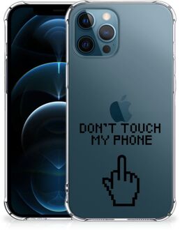 B2Ctelecom Smartphonehoesje iPhone 12 | 12 Pro Telefoon Hoesje met doorzichtige rand Finger Don't Touch My Phone