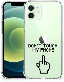 B2Ctelecom Smartphonehoesje iPhone 12 Mini Telefoon Hoesje met doorzichtige rand Finger Don't Touch My Phone