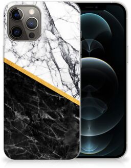 B2Ctelecom Smartphonehoesje iPhone 12 Pro Max Smartphone hoesje Marble White Black