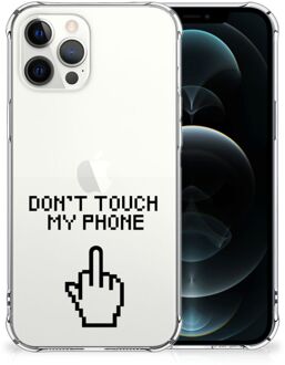 B2Ctelecom Smartphonehoesje iPhone 12 Pro Max Telefoon Hoesje met doorzichtige rand Finger Don't Touch My Phone