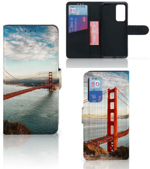 B2Ctelecom Smartphonehoesje met naam Huawei P40 GSM Hoesje Golden Gate Bridge