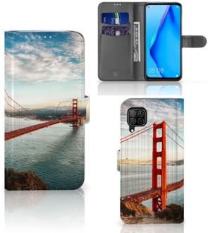 B2Ctelecom Smartphonehoesje met naam Huawei P40 Lite GSM Hoesje Golden Gate Bridge