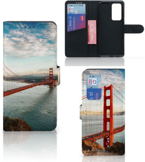 B2Ctelecom Smartphonehoesje met naam Huawei P40 Pro GSM Hoesje Golden Gate Bridge