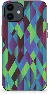 B2Ctelecom Smartphonehoesje met naam iPhone 12 Pro | 12 (6.1") TPU Silicone Hoesje met Zwarte rand Abstract Groen Blauw