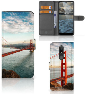 B2Ctelecom Smartphonehoesje met naam Nokia 2.4 GSM Hoesje Golden Gate Bridge