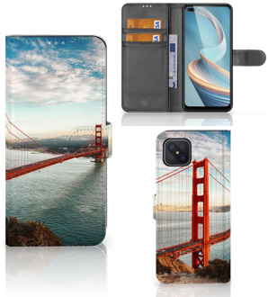 B2Ctelecom Smartphonehoesje met naam OPPO Reno4 Z GSM Hoesje Golden Gate Bridge