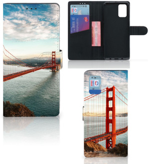 B2Ctelecom Smartphonehoesje met naam Samsung Galaxy A02s Flip Cover Samsung M02s GSM Hoesje Golden Gate Bridge