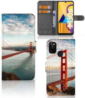 B2Ctelecom Smartphonehoesje met naam Samsung Galaxy M21 GSM Hoesje Golden Gate Bridge