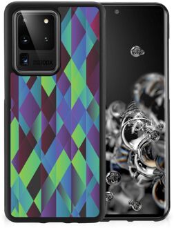 B2Ctelecom Smartphonehoesje met naam Samsung Galaxy S20 Ultra TPU Silicone Hoesje met Zwarte rand Abstract Groen Blauw