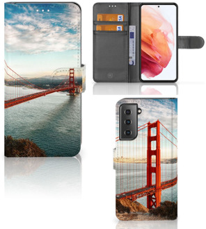 B2Ctelecom Smartphonehoesje met naam Samsung Galaxy S21 GSM Hoesje Golden Gate Bridge