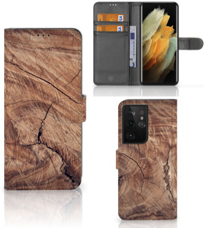 B2Ctelecom Smartphonehoesje met naam Samsung Galaxy S21 Ultra GSM Hoesje Tree Trunk