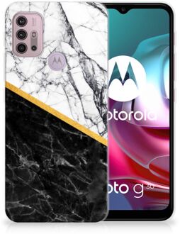 B2Ctelecom Smartphonehoesje Motorola Moto G30 | G10 Smartphone hoesje Marble White Black