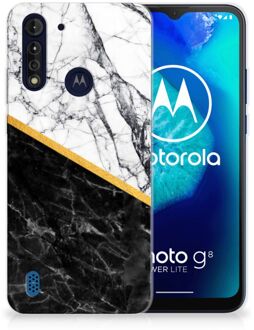 B2Ctelecom Smartphonehoesje Motorola Moto G8 Power Lite Smartphone hoesje Marble White Black