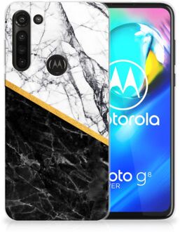 B2Ctelecom Smartphonehoesje Motorola Moto G8 Power Smartphone hoesje Marble White Black