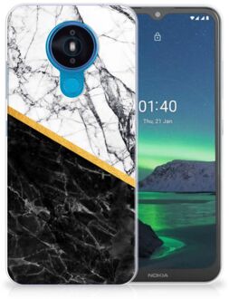 B2Ctelecom Smartphonehoesje Nokia 1.4 Smartphone hoesje Marble White Black