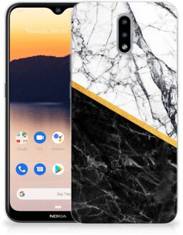 B2Ctelecom Smartphonehoesje Nokia 2.3 Smartphone hoesje Marble White Black