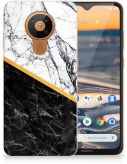 B2Ctelecom Smartphonehoesje Nokia 5.3 Smartphone hoesje Marble White Black