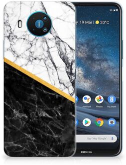 B2Ctelecom Smartphonehoesje Nokia 8.3 Smartphone hoesje Marble White Black