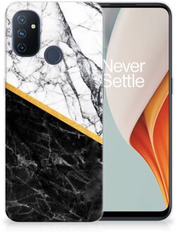 B2Ctelecom Smartphonehoesje OnePlus Nord N100 Smartphone hoesje Marble White Black