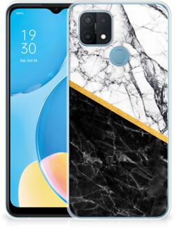 B2Ctelecom Smartphonehoesje OPPO A15 Smartphone hoesje Marble White Black