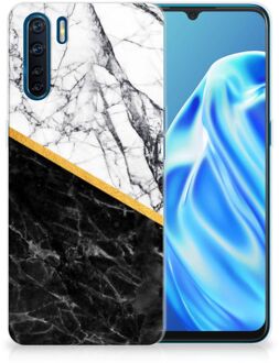 B2Ctelecom Smartphonehoesje OPPP A91 Smartphone hoesje Marble White Black