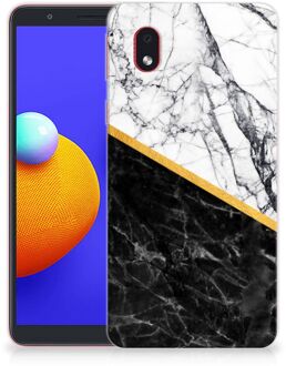 B2Ctelecom Smartphonehoesje Samsung Galaxy A01 Core Smartphone hoesje Marble White Black