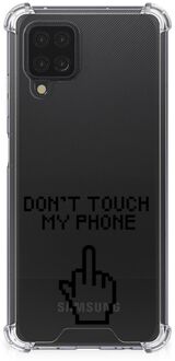 B2Ctelecom Smartphonehoesje Samsung Galaxy A12 Telefoon Hoesje met doorzichtige rand Finger Don't Touch My Phone