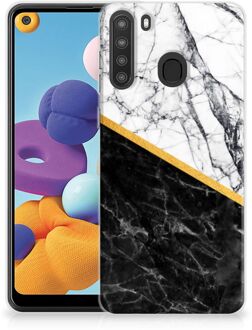 B2Ctelecom Smartphonehoesje Samsung Galaxy A21 Smartphone hoesje Marble White Black