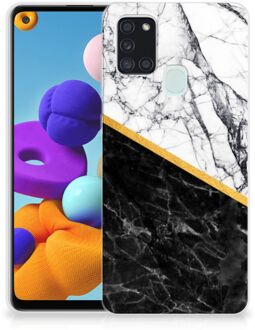 B2Ctelecom Smartphonehoesje Samsung Galaxy A21s Smartphone hoesje Marble White Black