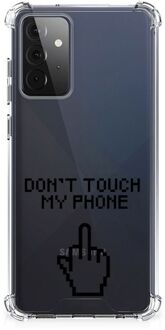 B2Ctelecom Smartphonehoesje Samsung Galaxy A72 4G/5G Telefoon Hoesje met doorzichtige rand Finger Don't Touch My Phone