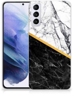 B2Ctelecom Smartphonehoesje Samsung Galaxy S21 Plus Smartphone hoesje Marble White Black