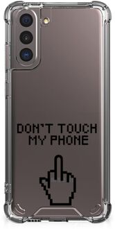 B2Ctelecom Smartphonehoesje Samsung Galaxy S21 Telefoon Hoesje met doorzichtige rand Finger Don't Touch My Phone