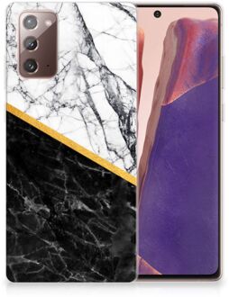 B2Ctelecom Smartphonehoesje Samsung Note 20 Smartphone hoesje Marble White Black