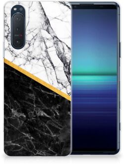 B2Ctelecom Smartphonehoesje Sony Xperia 5II Smartphone hoesje Marble White Black