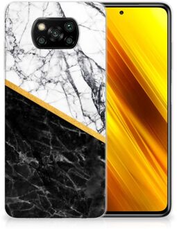 B2Ctelecom Smartphonehoesje Xiaomi Poco X3 Smartphone hoesje Marble White Black