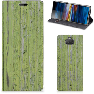 B2Ctelecom Sony Xperia 10 Book Wallet Case Green Wood