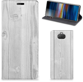 B2Ctelecom Sony Xperia 10 Book Wallet Case White Wood