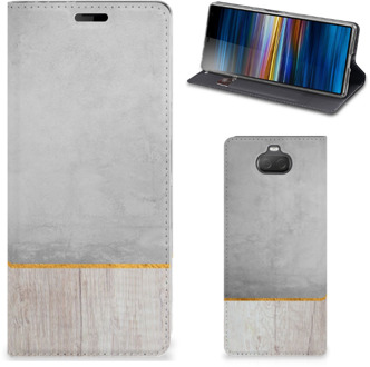 B2Ctelecom Sony Xperia 10 Book Wallet Case Wood Concrete