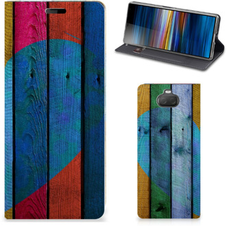 B2Ctelecom Sony Xperia 10 Book Wallet Case Wood Heart