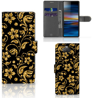 B2Ctelecom Sony Xperia 10 Hoesje Gouden Bloemen