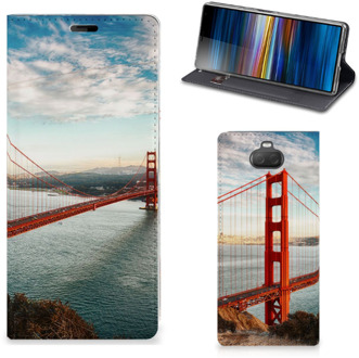 B2Ctelecom Sony Xperia 10 Plus Book Cover Golden Gate Bridge