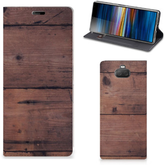 B2Ctelecom Sony Xperia 10 Plus Book Wallet Case Old Wood