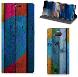 B2Ctelecom Sony Xperia 10 Plus Book Wallet Case Wood Heart